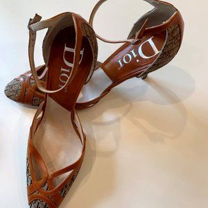 Dior Ankle Strap Canvas Heels